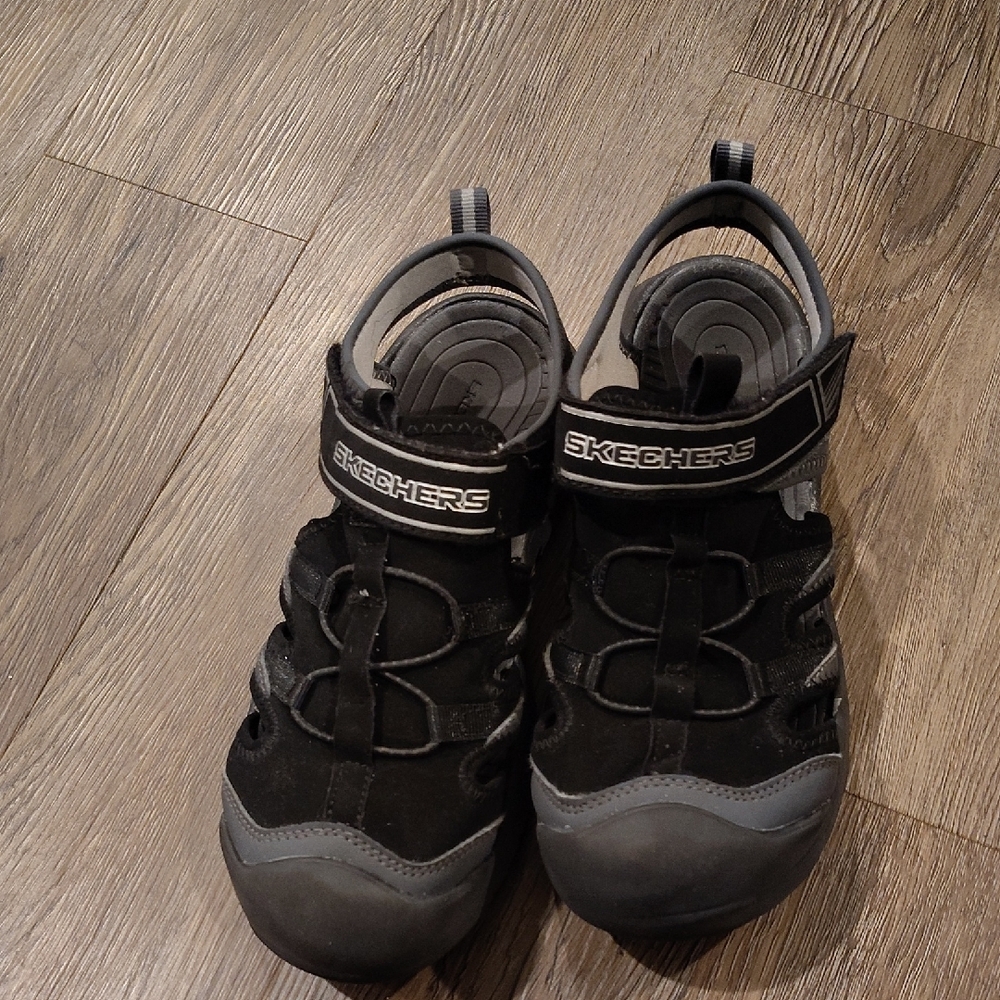 Skechers Black and Gray Sandals with Velcro Strap